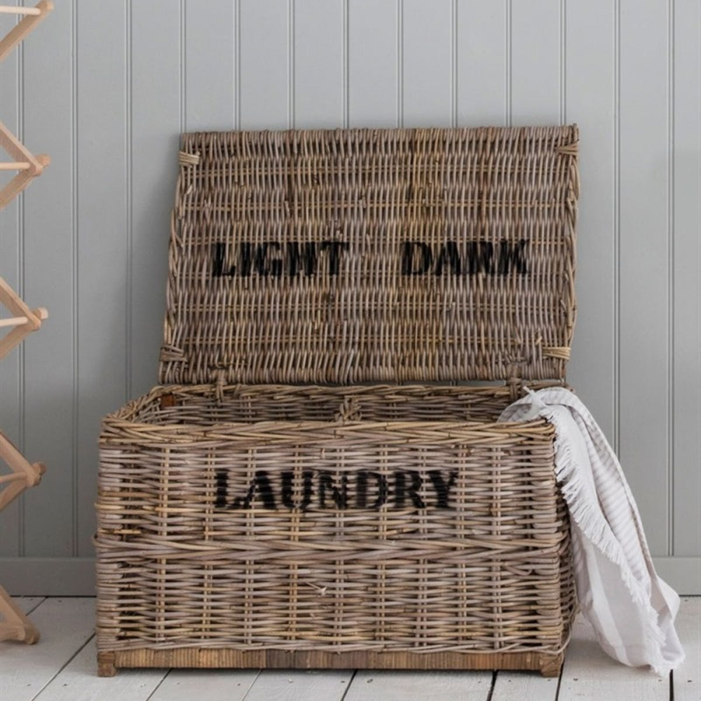 Light and dark laundry chest, 42 x 79 x 48cm, Rattan-0