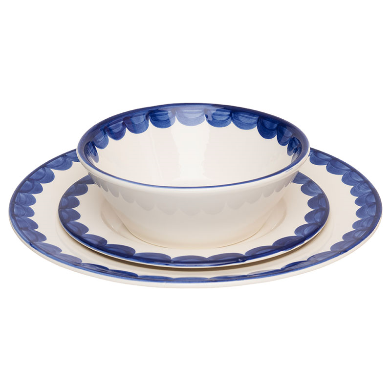 Scallop Set of 2 Dinner Plates, D28cm, Blue-3