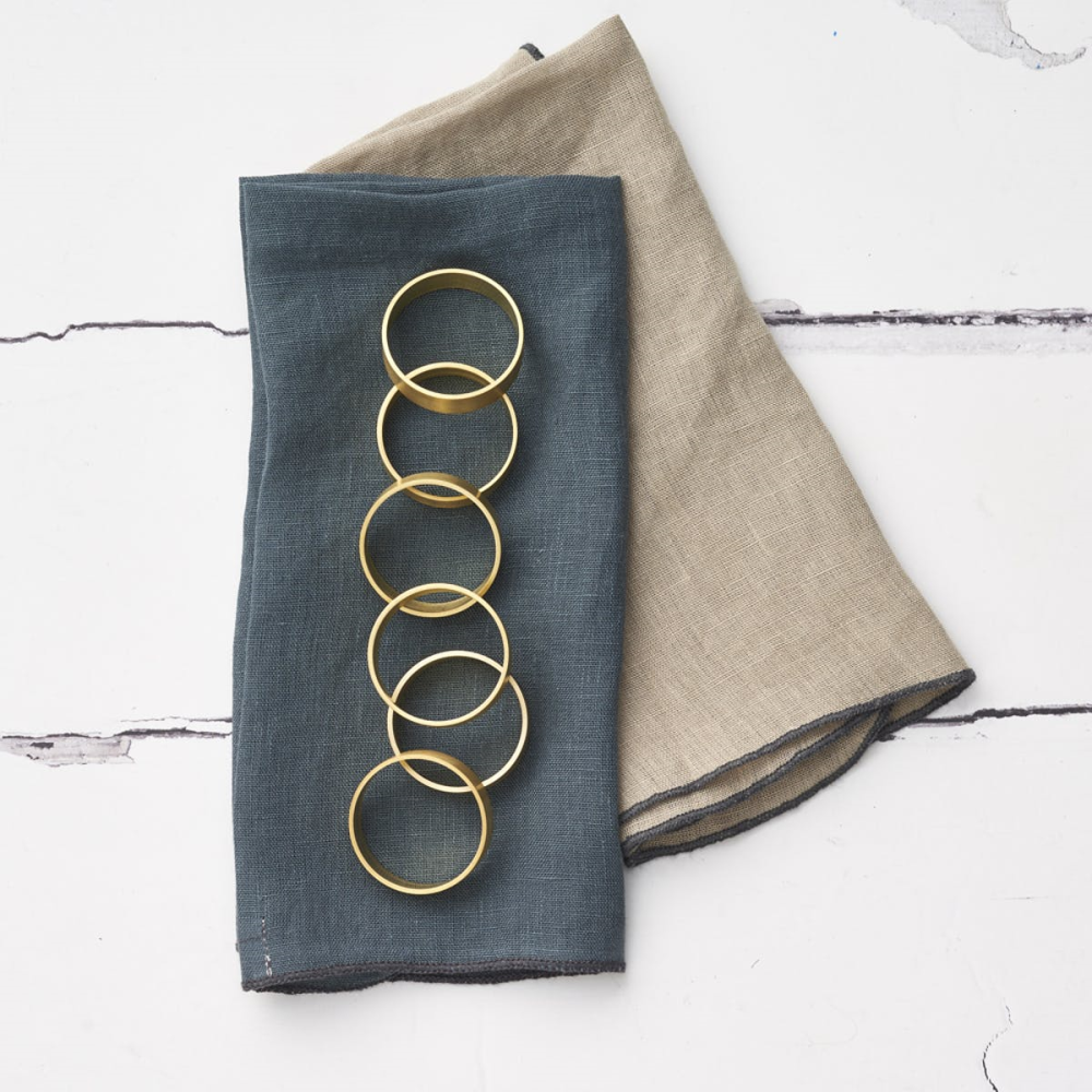 Set Of 6 Brass Napkin Rings-1