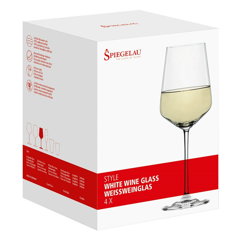 Style Set of 4 White Wine Glasses, 440ml, Clear-5