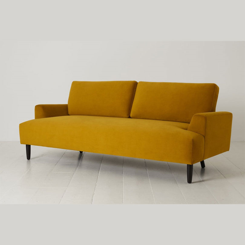 Model 05 3 Seater Velvet Sofa, Mustard-3