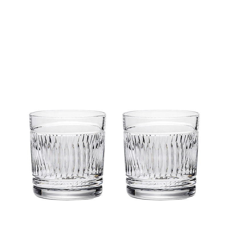 Art Deco Set of 2 Whisky Tumblers, 260ml, Clear-0