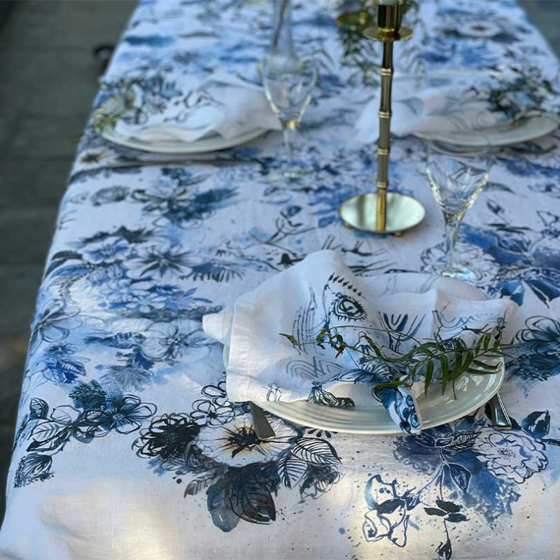 Wildlife Washed Linen Tablecloth, 170 x 350cm-0