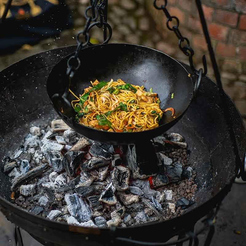 Cooking Bowl, With Chains, 80cm, Black-0