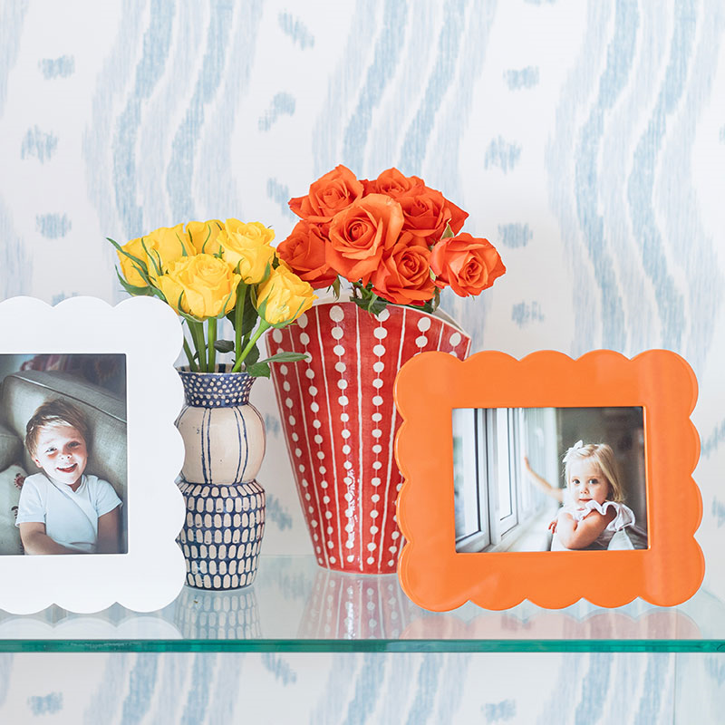 SCALLOPED LACQUER Photo Frame 5 x 7", Orange, 5 x 7, Orange-2