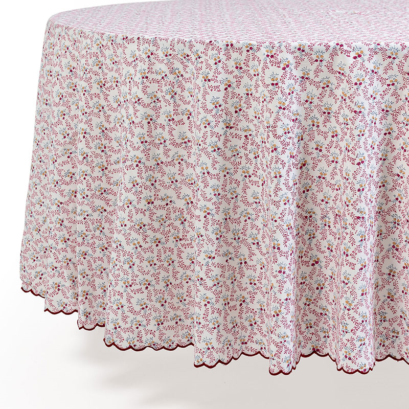 Little Flowers Tablecloth, D228cm, Pink-2