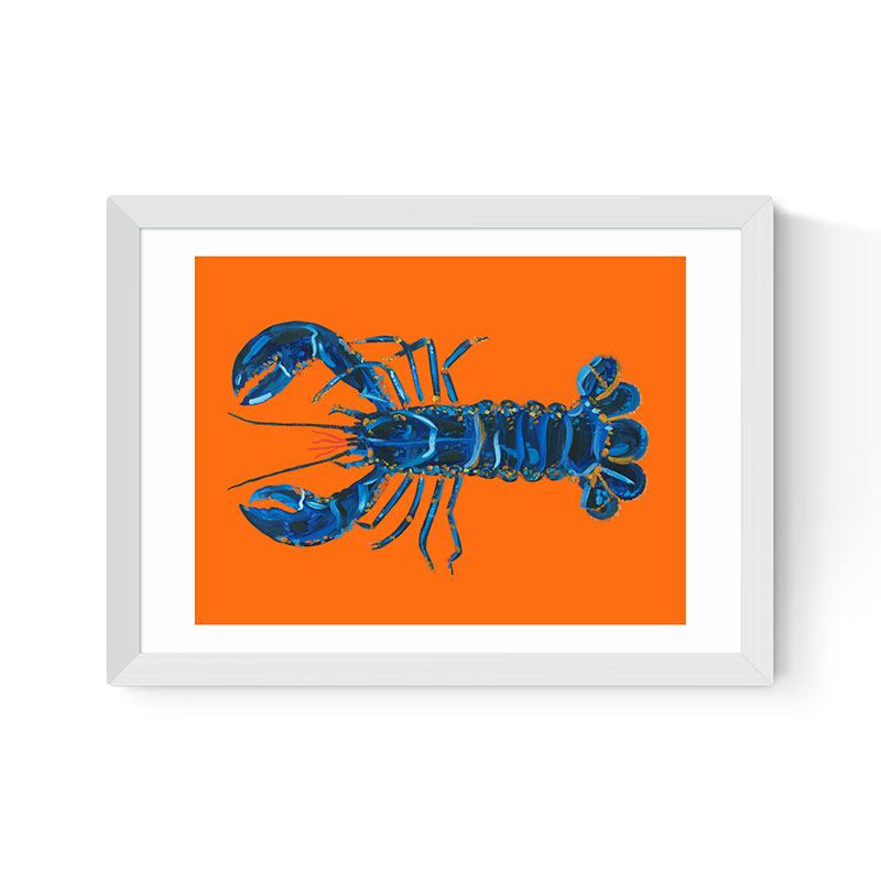 Alice Straker Lobster on Orange Framed Print, 45 x 33cm, Orange-0