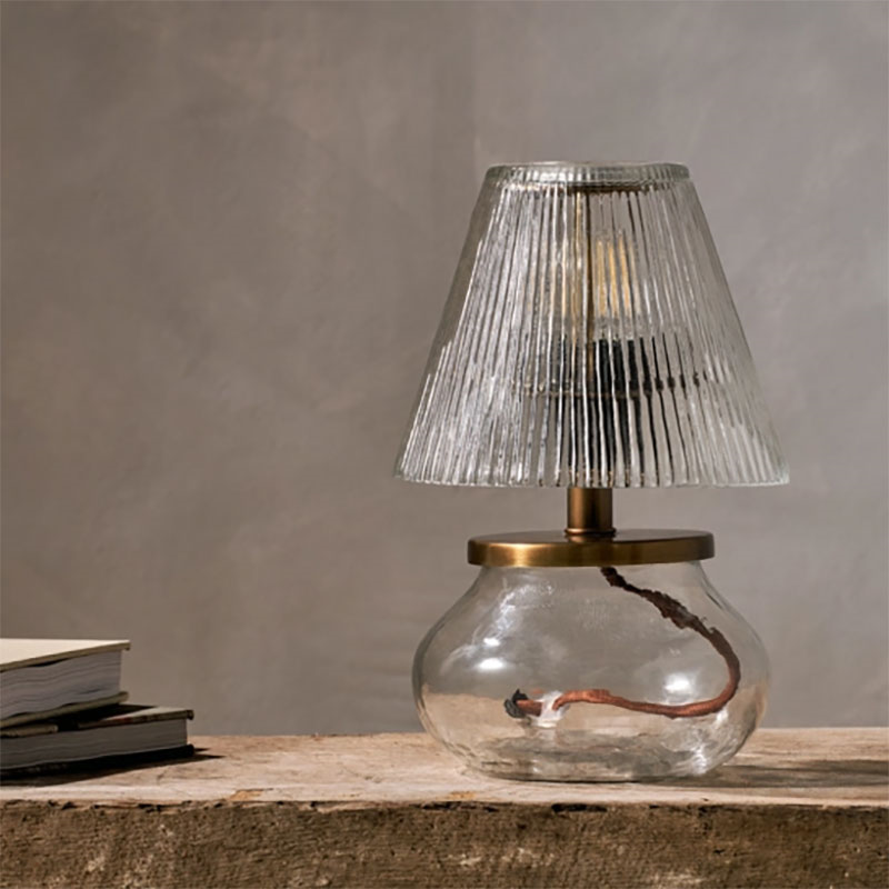 Dimalai Recycled Glass Table Lamp, H27cm, Clear-1