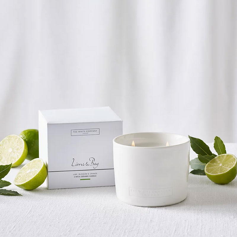 Lime & Bay Ceramic 2 Wick Candle, 300g, White-0