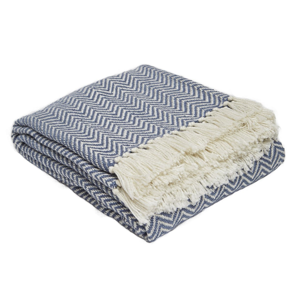 Herringbone Throw, L230 x W130cm, Navy-0