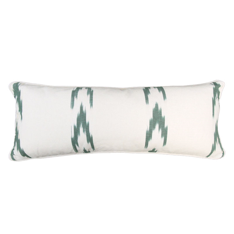 Forest Ikat Large Lumbar Cushion, 95 x 35cm, Green / White-0