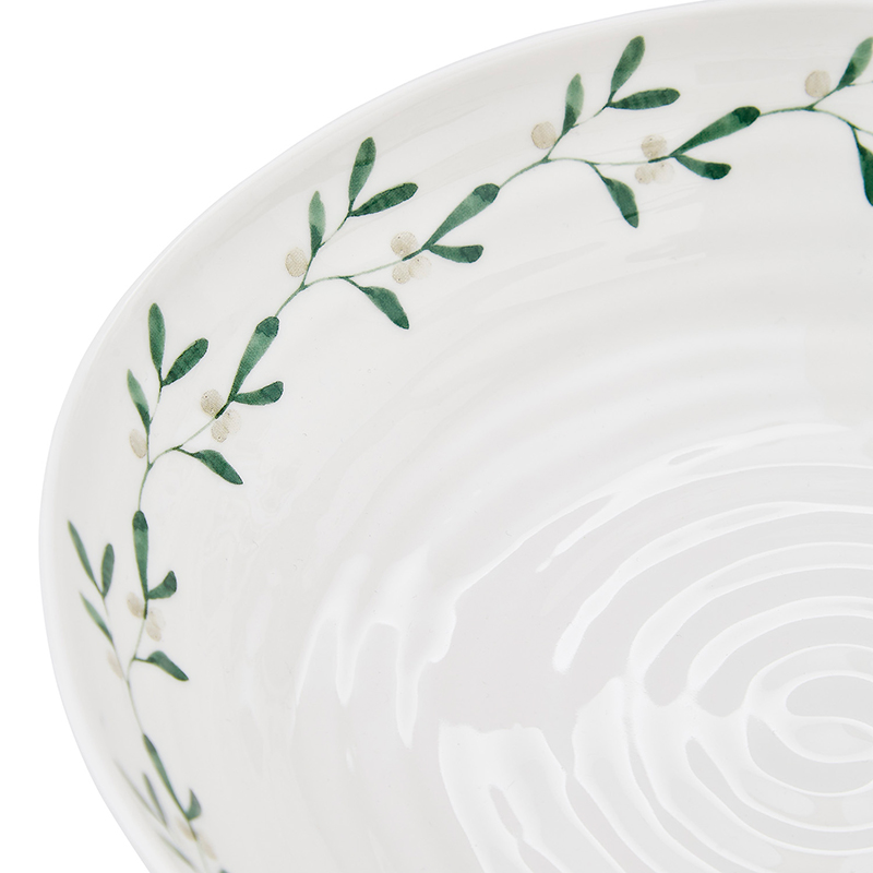 Mistletoe Set of 4 Pasta Bowls, D23.5cm, White/Green-6