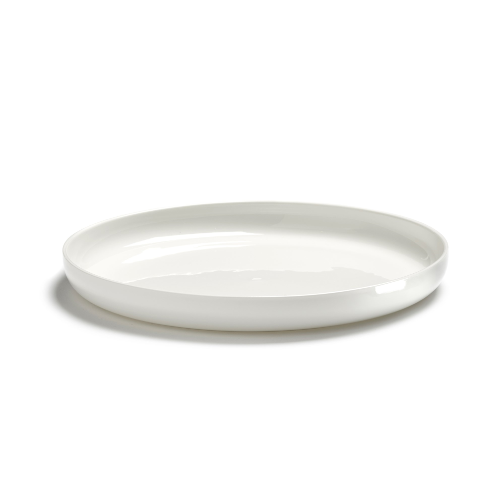 Base Set of 2 glazed high plates, H3 x D28cm, White-0