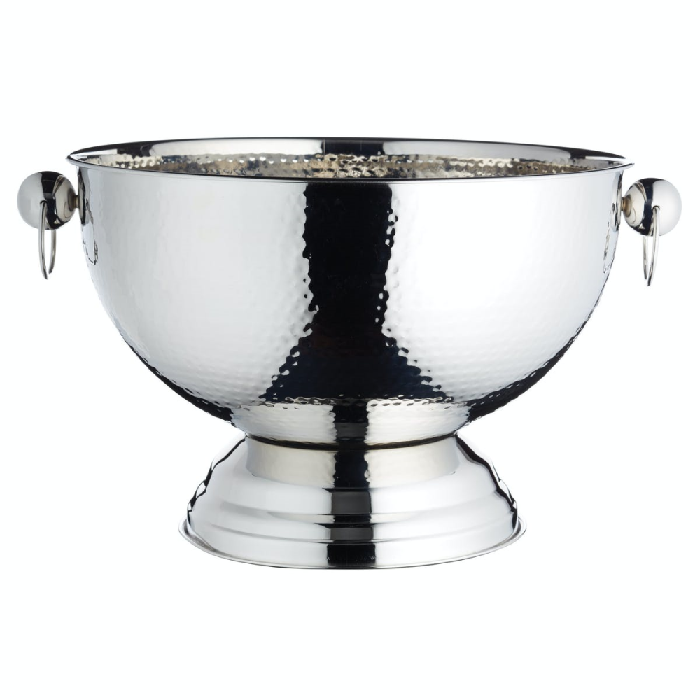 Champagne Bowl, 37 x 25cm, Hammered Stainless Steel-1