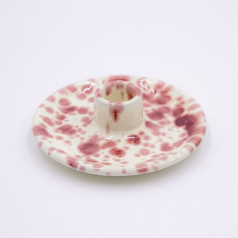 Splatter Candle Holder, Cranberry-1