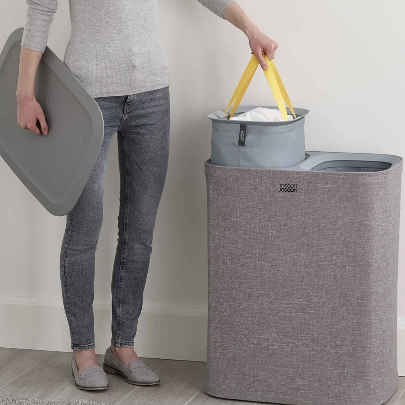 Easy-Empty Laundry Basket, 90L, Grey-0