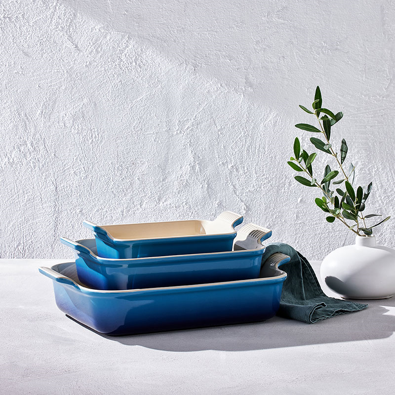 Stoneware Heritage Rectangular Dish, 32cm, Azure-4