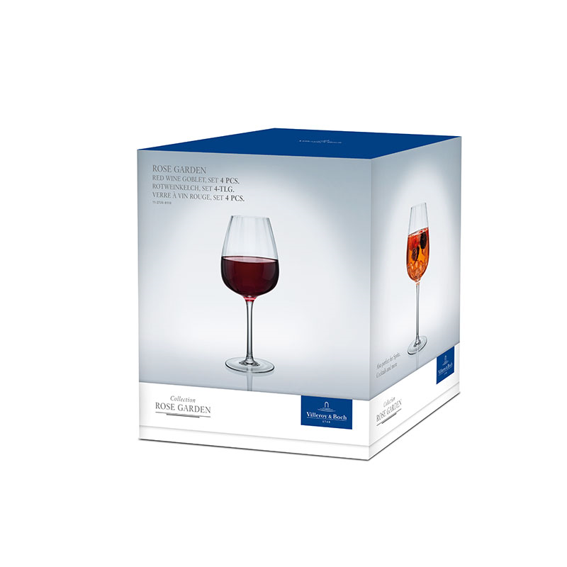 Rose Garden Red Wine Goblet Set of 4, 200ml, Clear-2