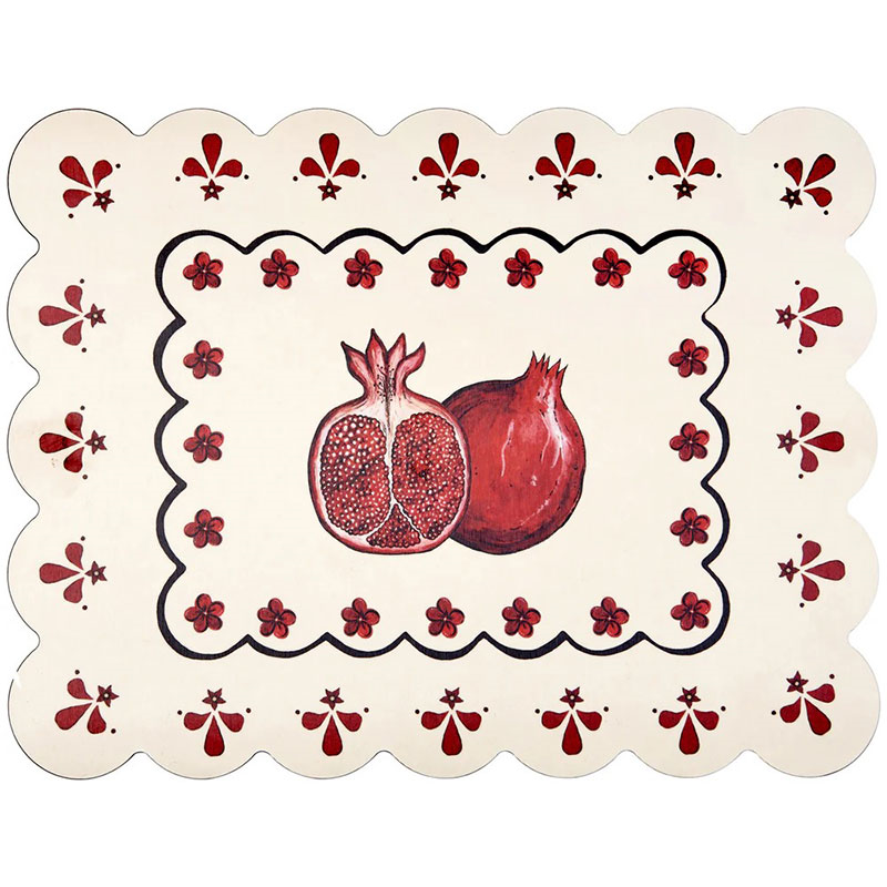 Bell Hutley Scalloped Table Mat, 38cm x 29cm, Pomegranate-1