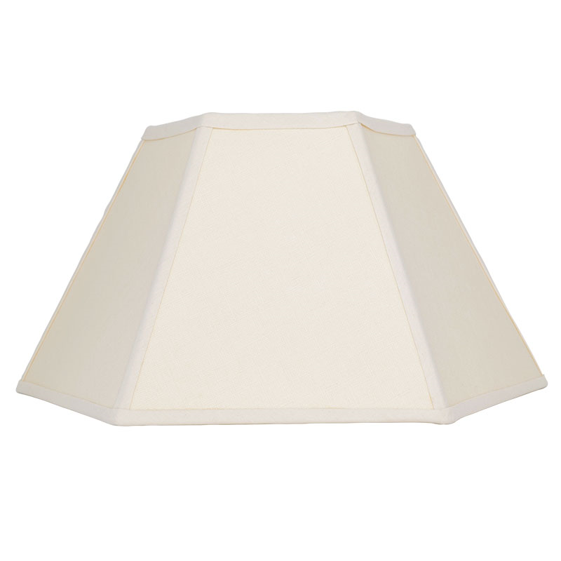 Hexagon Linen Lampshade, 16", Cream/Cream Trim-0