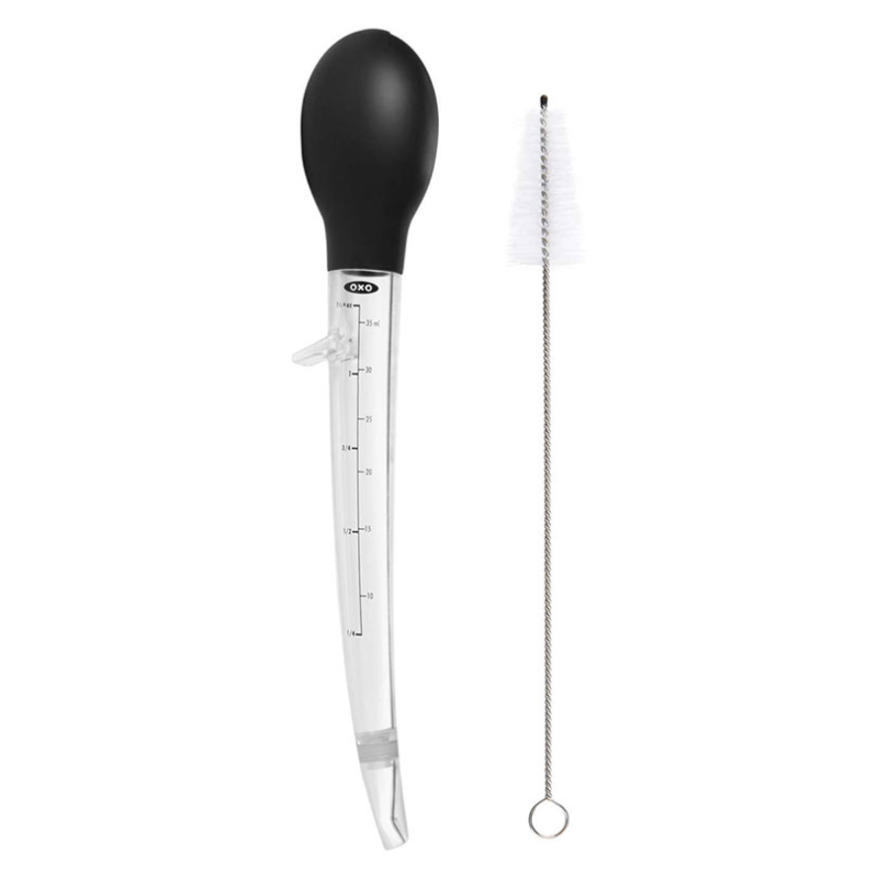 Angled baster with cleaning brush-1