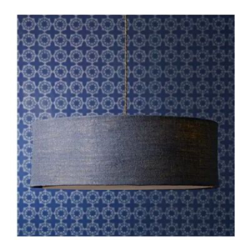 Pendant Light, Jute, Navy & Baffle, Large-0