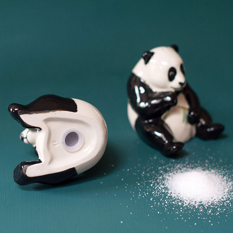 Panda Salt & Pepper Shakers, H9cm, Black/White-1