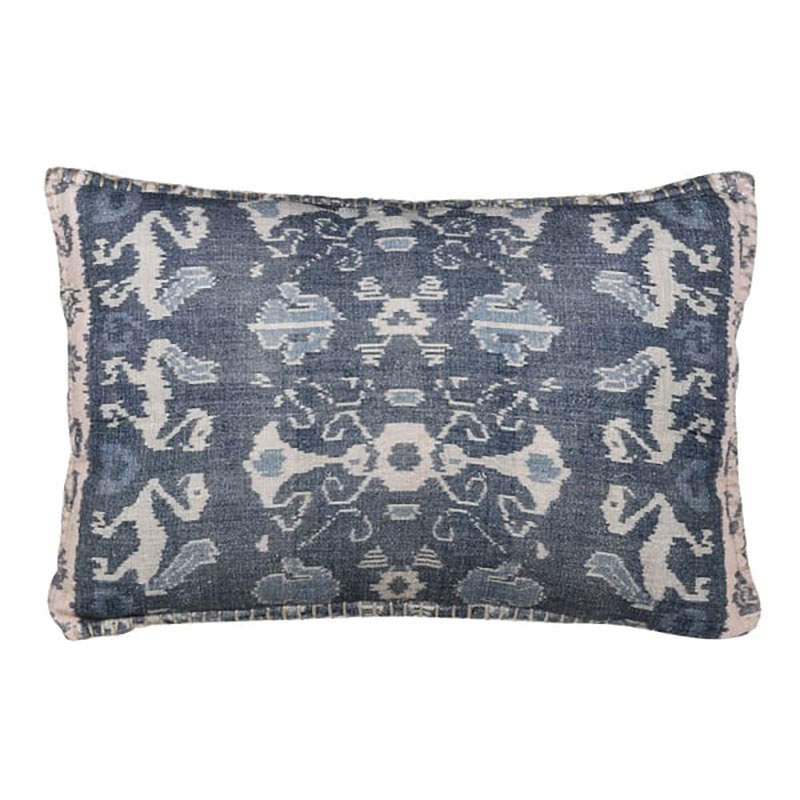 Ikat Cushion Cover, 40 x 60cm, Blue & White-0