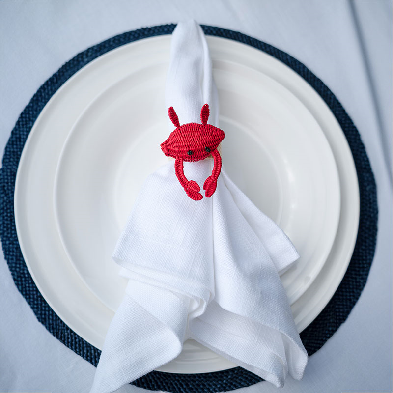 Narino Crab Set of 4 Woven Napkin Rings, Red-3