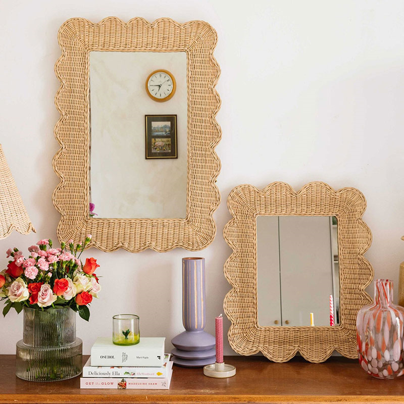 Mimi Scalloped Mirror, 58cm, Natural-0