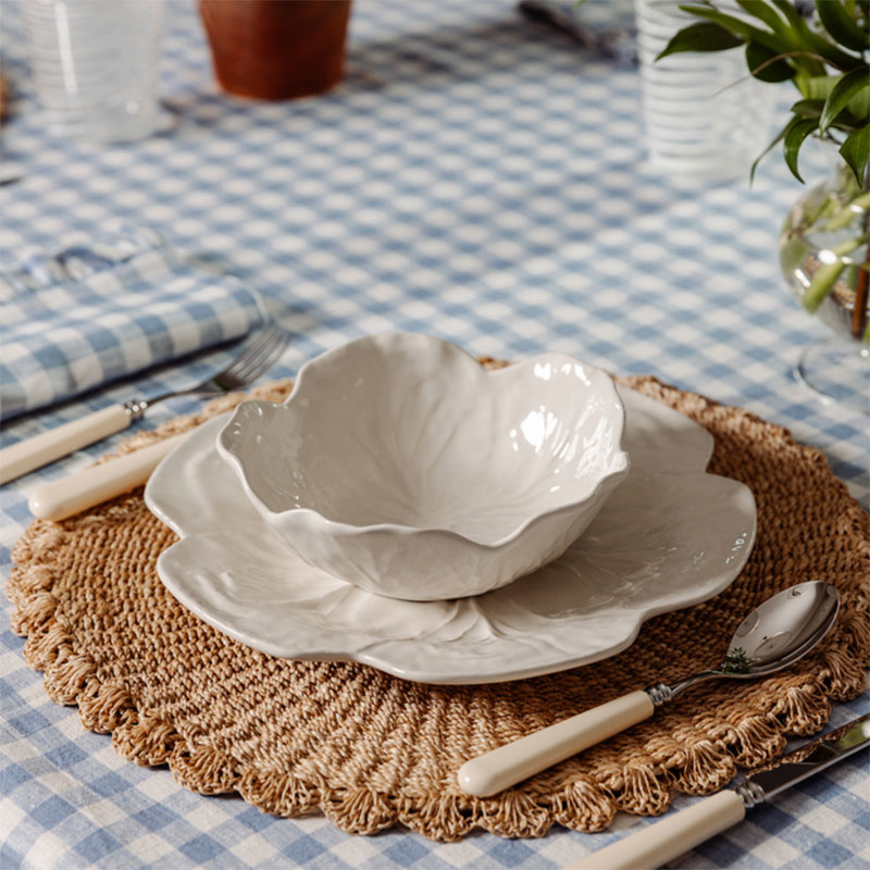 Scalloped Abaca Placemat, D38cm, Natural-5