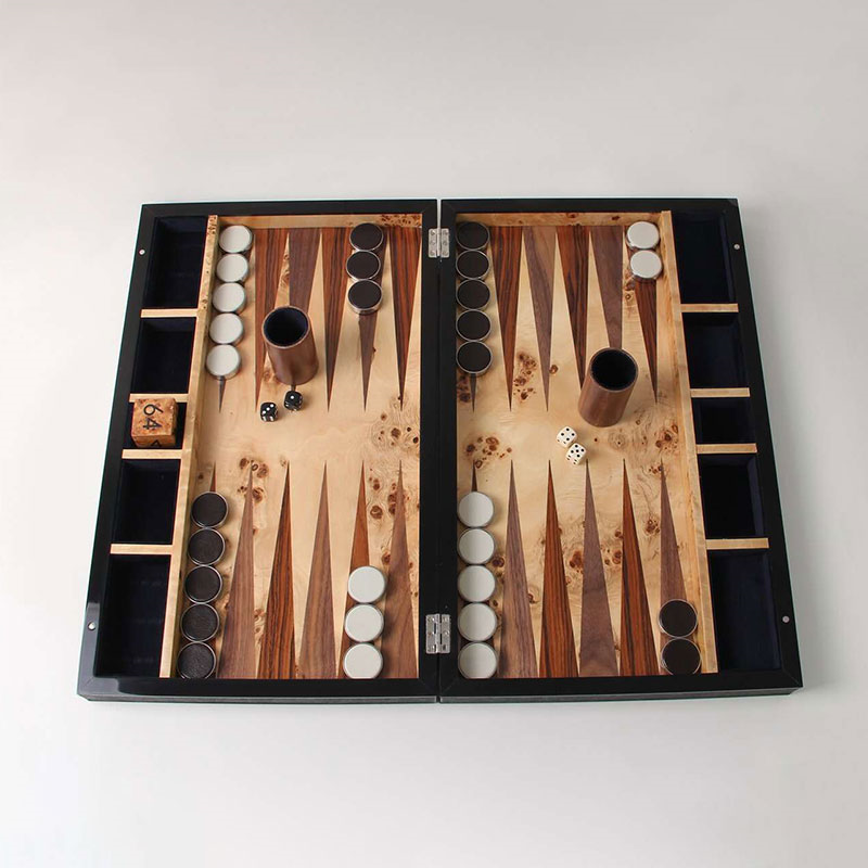 Backgammon Board, 54 x 34cm, Caviar Black Shagreen-4