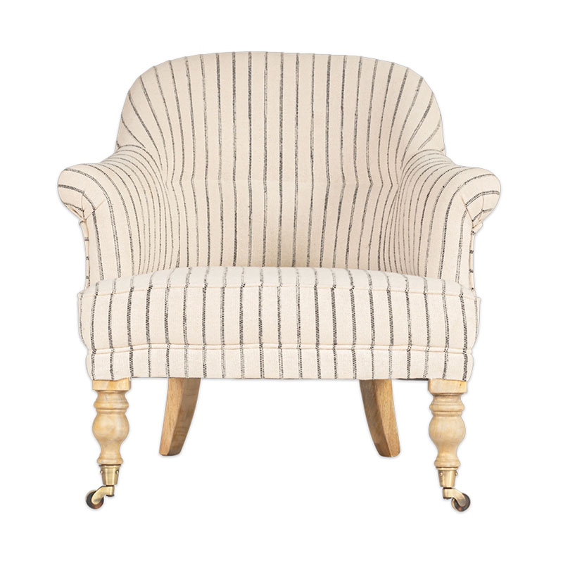 Sanja Stripe Armchair, Off White & Charcoal-1