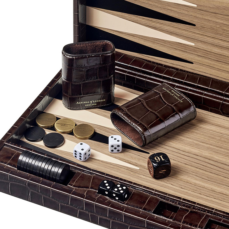 Large Backgammon Set, L45 x W30cm, Amazon Brown Croc-3