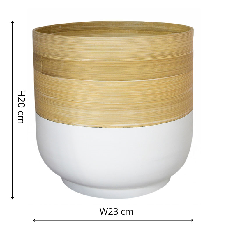 Bamboo Planter, H20 x W23 x D23cm, White-4