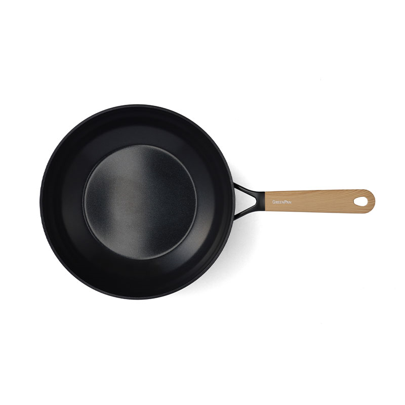 Eco-Smartshape Non Stick Wok with Light Wood Patterned Handle, 28cm, Black-3