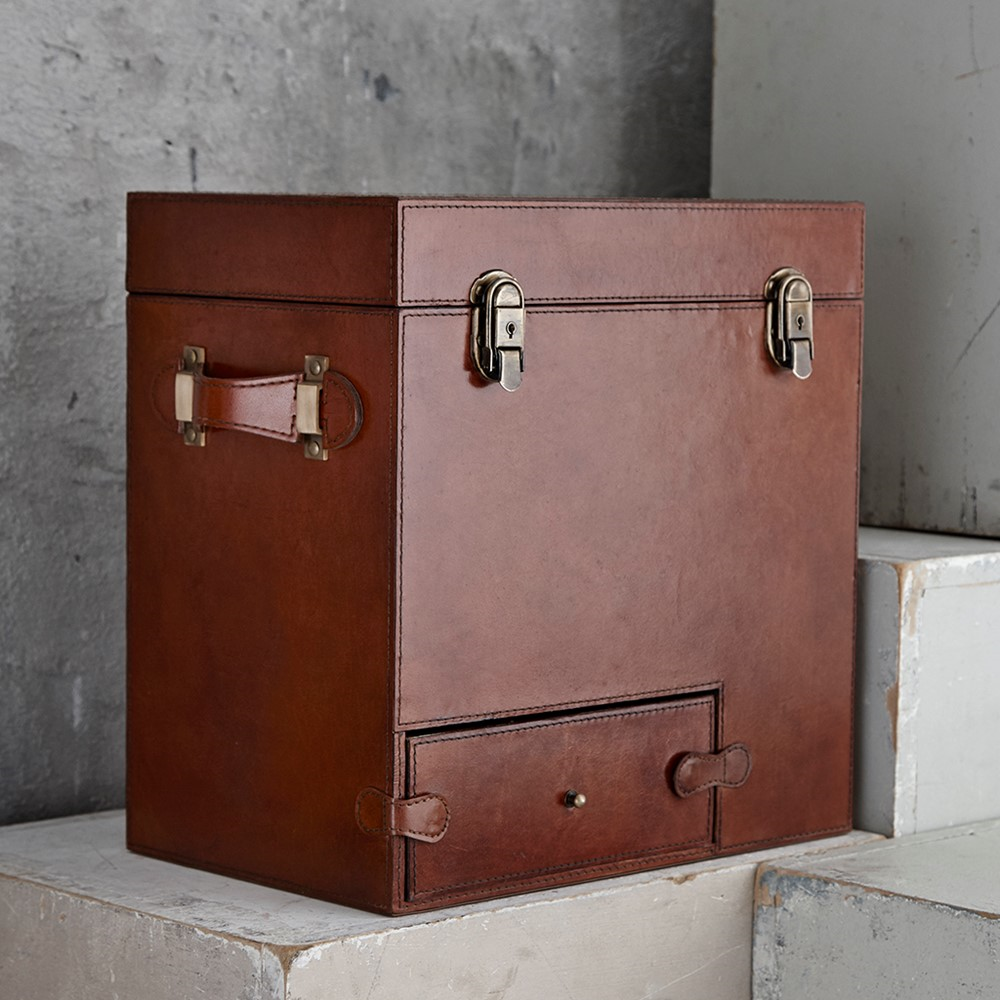 Brown Leather Drinks Box, Incl. Ice Bucket-3