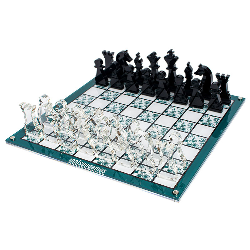 Floral Chess Set, L35.6 x W35.6cm, Green-1