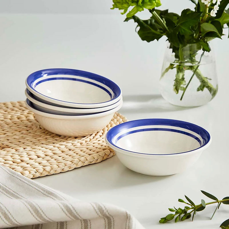 Potter's Stripe Set of 4 Bowls, D13cm, Blue-0