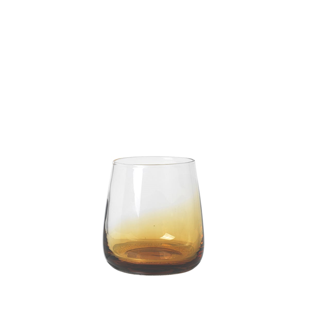 Mouth Blown Short Tumbler, H9.5cm, Amber-0