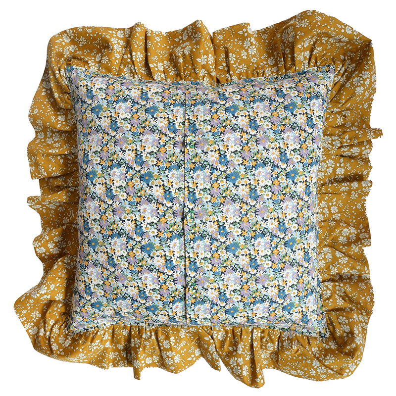 Libby/Capel Ruffle Cushion, 40cm, Yellow-1