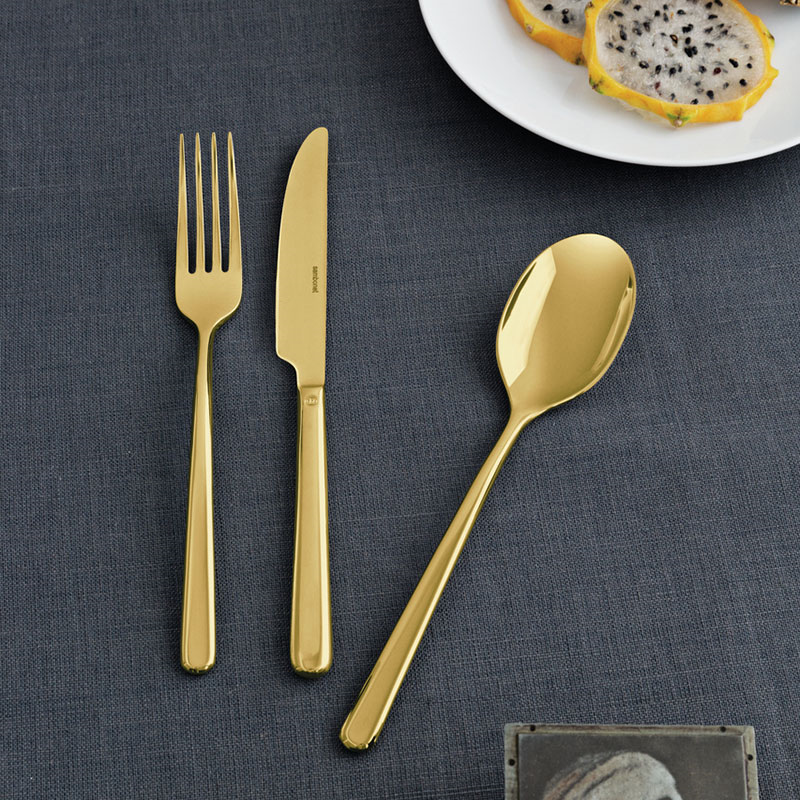 Linear 36 Piece Cutlery Set, Gold-1