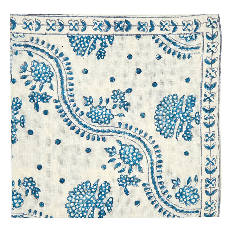 Kalee Set of 4 Linen Napkins, Blue-1