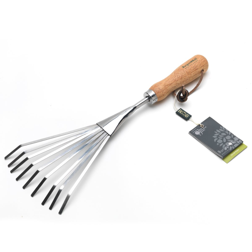 Stainless Steel Shrub Rake, Silver/Natural-0