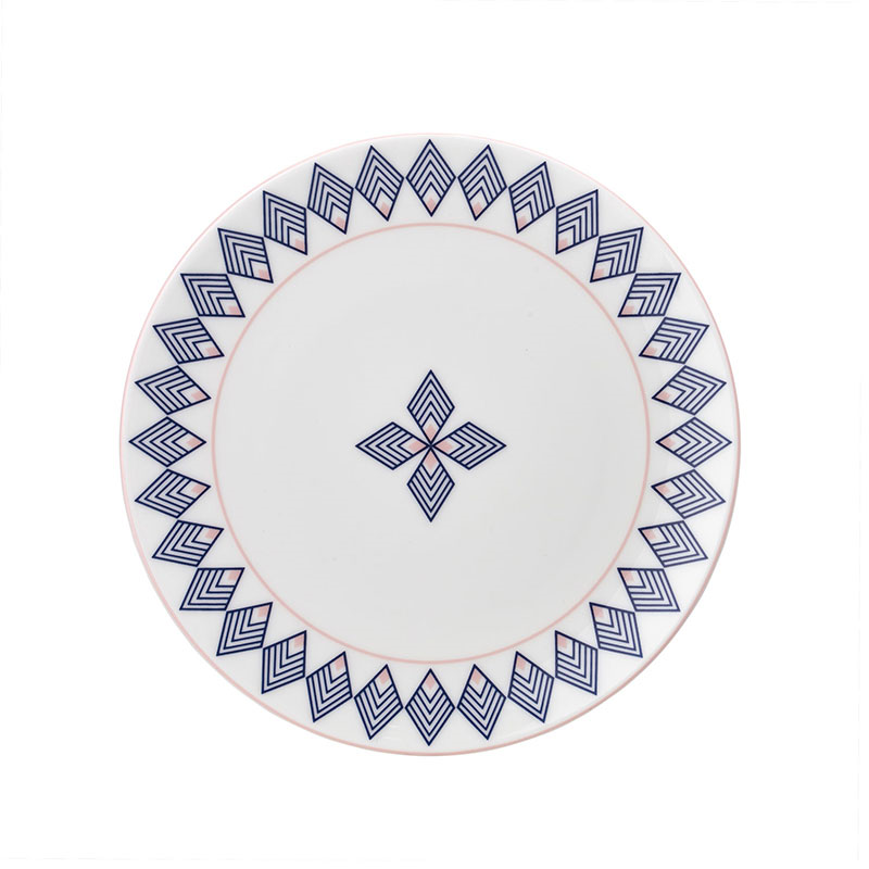 Gatsby Side Plate, D16cm, Blue & Blush Pink-0