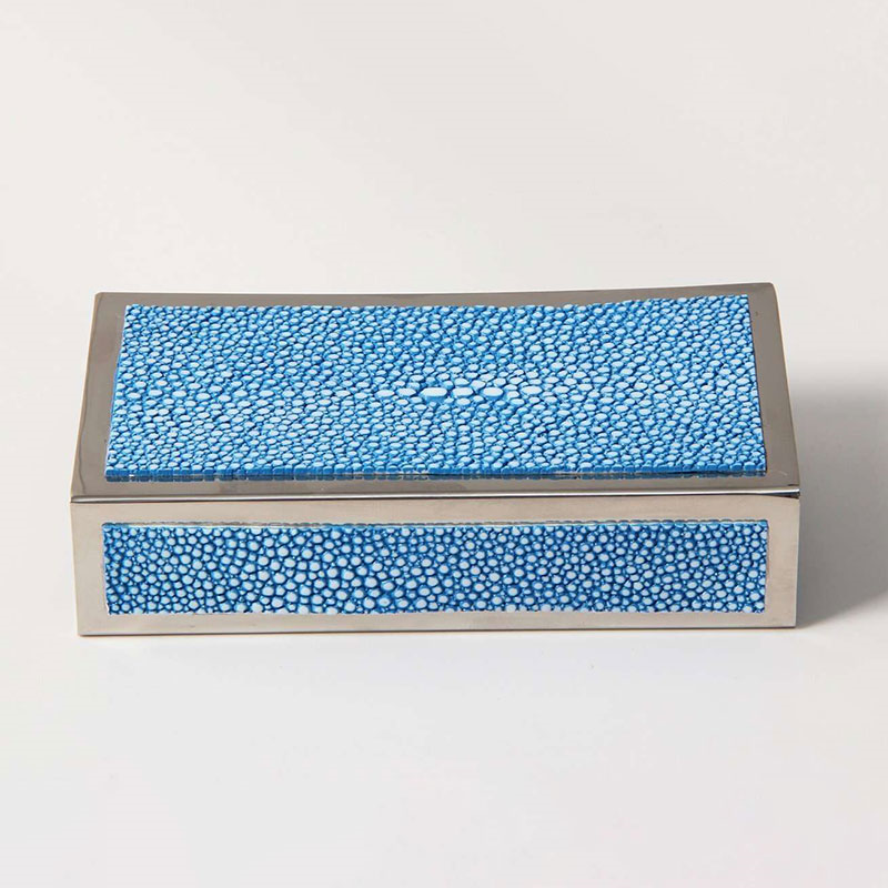 Large Match Box Holder, 13 x 7cm, Duke Blue Shagreen-2