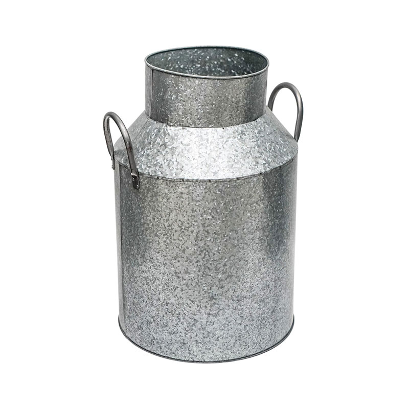 Galvanised Milk Churn, H43cm x D33cm, Silver-1