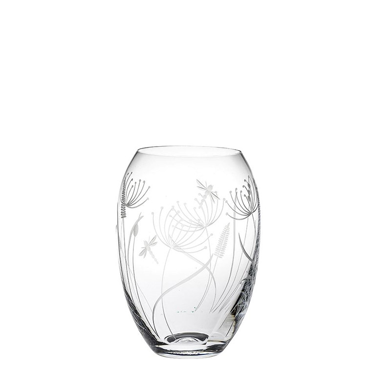 Dragonfly Small Barrel Vase, H14.5cm, Clear-0