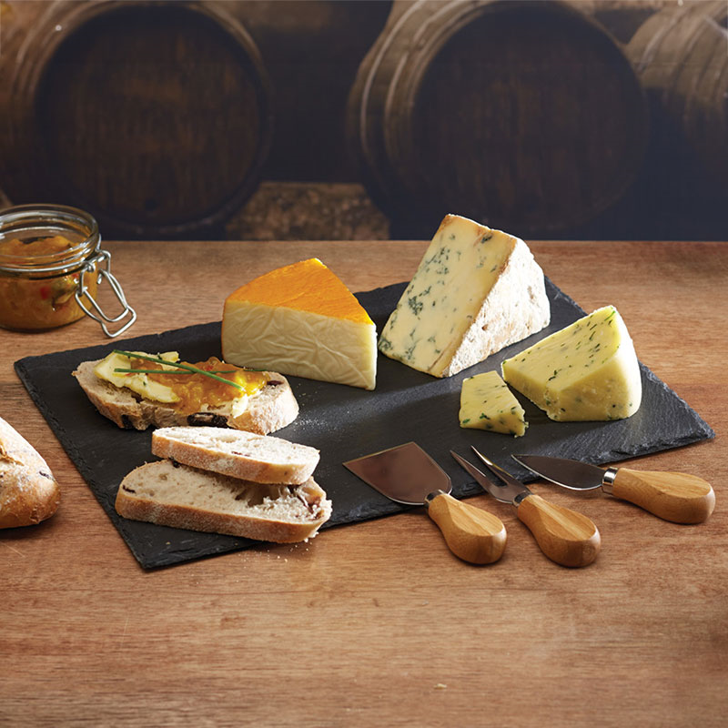 Cheese platter set, 35 x 25cm, Slate And Acacia Wood-0