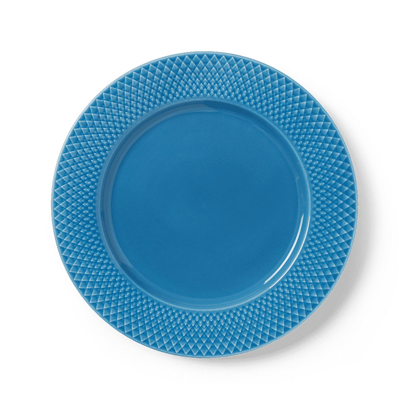 Rhombe Dinner Plate, D27cm, Blue-2